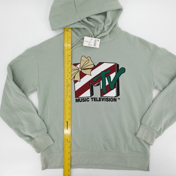NEW MTV Christmas Sweater Womens Small Present Soft Pullover Hoodie HOoded - Picture 5 of 12